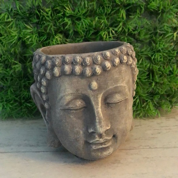 Accents Small Natural Cement Concrete Buddha Face Head Planter Pot Poshmark